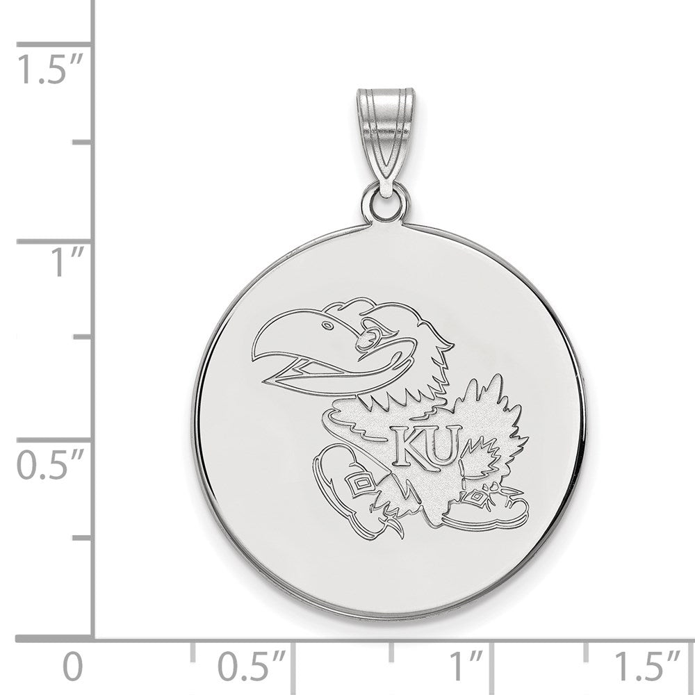 Sterlingsilber Rhodiniert Logoart University Of Kansas Jayhawk Extra Groß Plättchen Anhänger