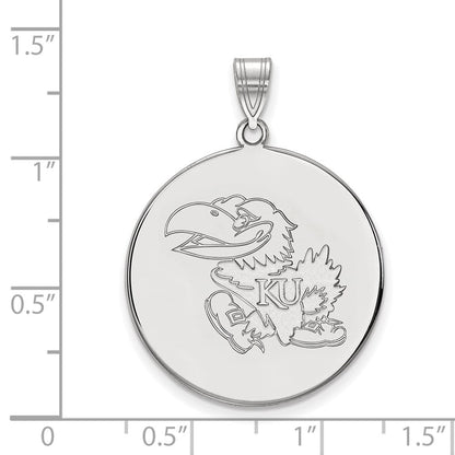 Sterlingsilber Rhodiniert Logoart University Of Kansas Jayhawk Extra Groß Plättchen Anhänger