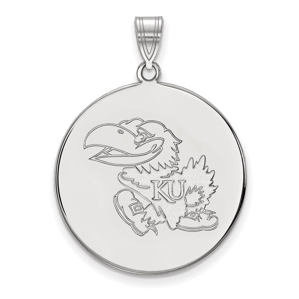 Sterlingsilber Rhodiniert Logoart University Of Kansas Jayhawk Extra Groß Plättchen Anhänger
