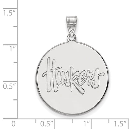 10K Weißgold Logoart University Of Nebraska Huskers Extra Groß Plättchen Anhänger