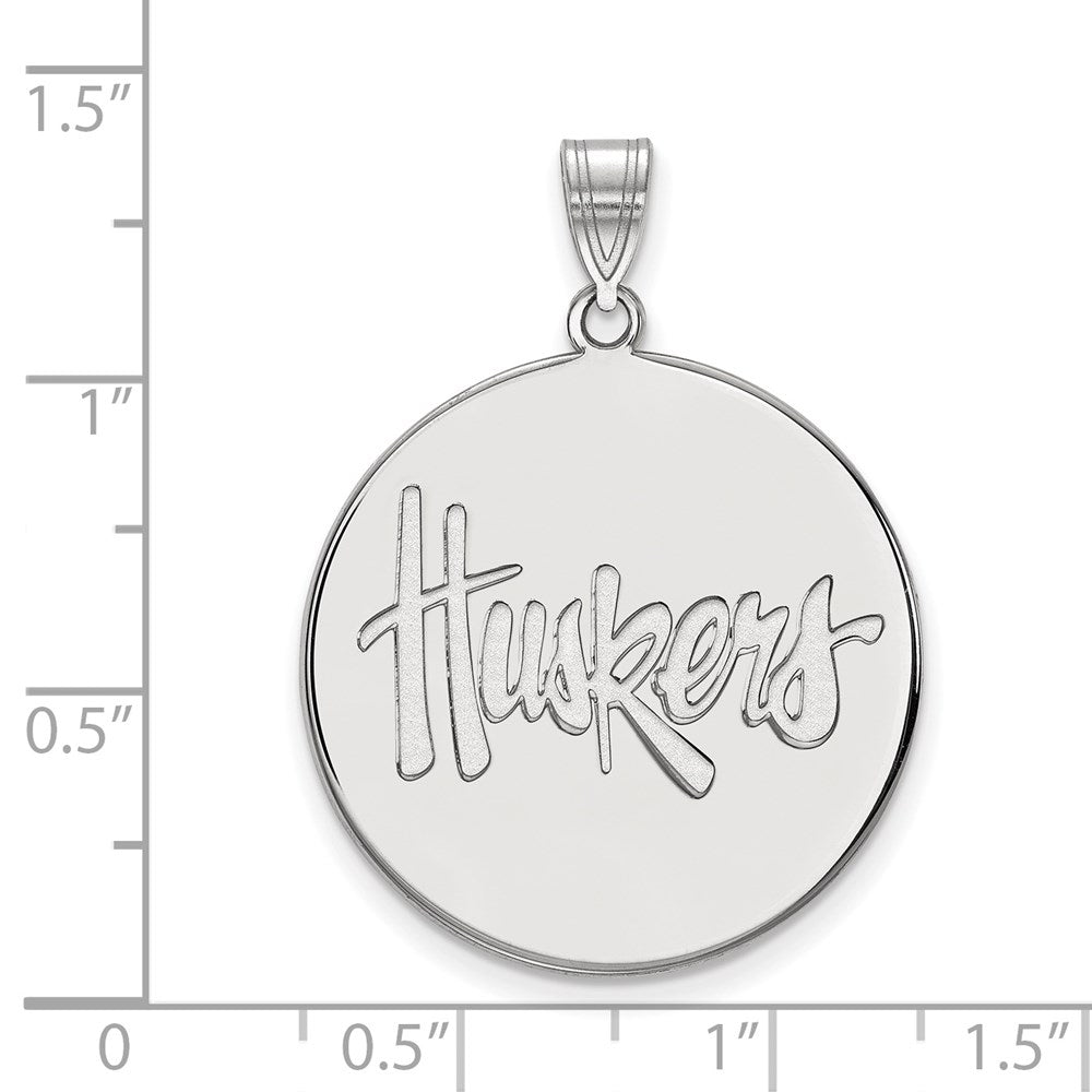 Sterlingsilber Rhodiniert Logoart University Of Nebraska Huskers Extra Groß Plättchen Anhänger