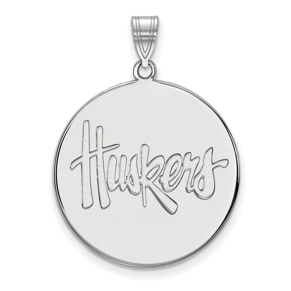 10K Weißgold Logoart University Of Nebraska Huskers Extra Groß Plättchen Anhänger