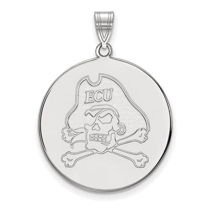 Sterlingsilber Rhodiniert Logoart Ost Carolina University Pirat Extra Groß Plättchen Anhänger