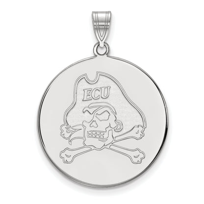 14K Weißgold Logoart Ost Carolina University Pirat Extra Groß Plättchen Anhänger