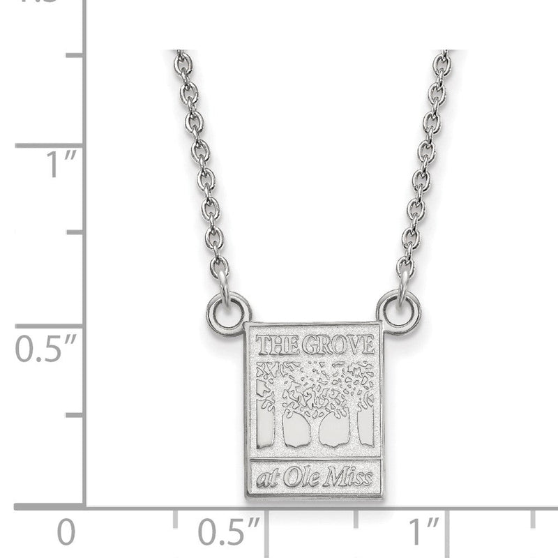 10K Weißgold Logoart University Of Mississippi The Grove At Ole Miss Klein Anhänger 18 Zoll Halskette