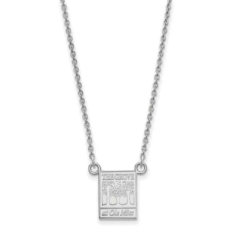 Sterlingsilber Rhodiniert Logoart University Of Mississippi The Grove At Ole Miss Klein Anhänger 18 Zoll Halskette