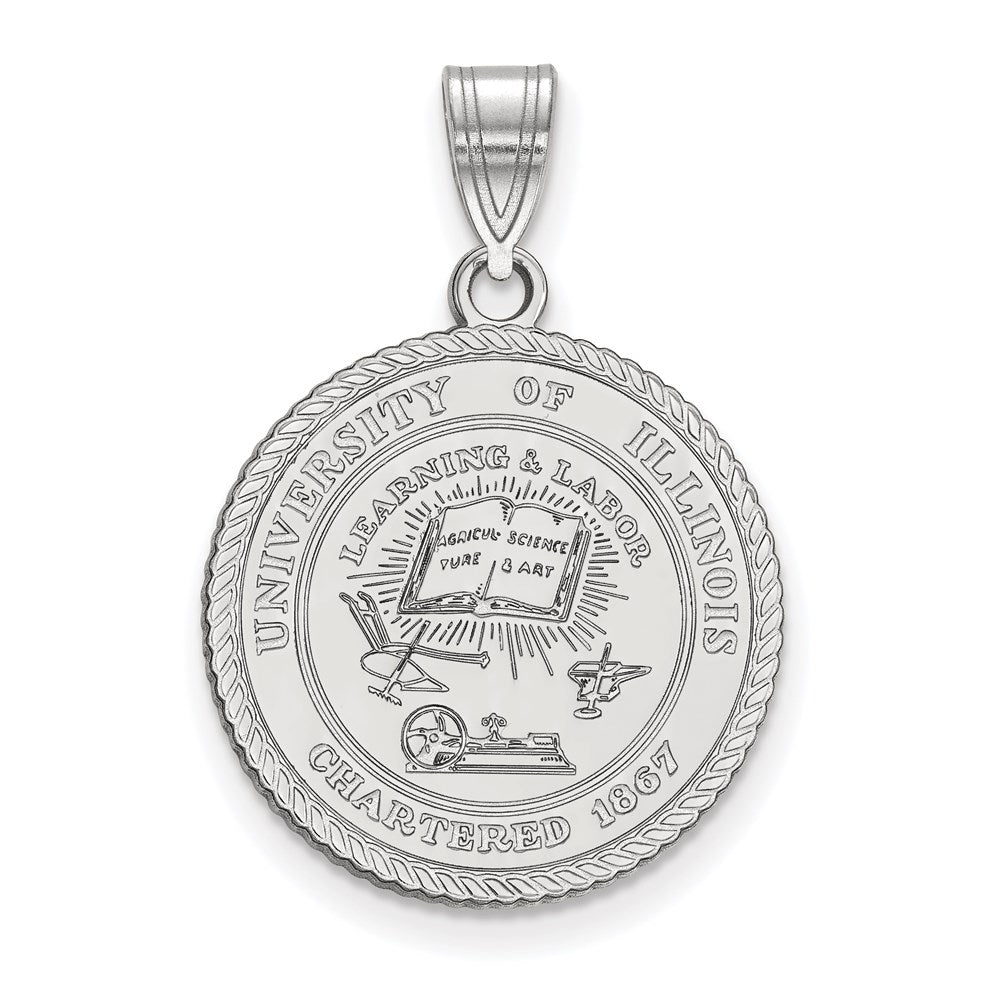 Sterlingsilber Rhodiniert Logoart University Of Illinois Groß Wappen Anhänger