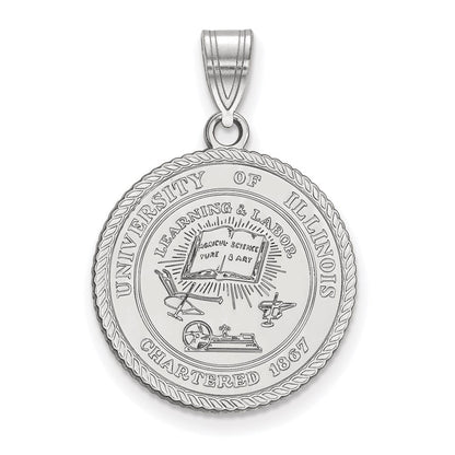 Sterlingsilber Rhodiniert Logoart University Of Illinois Groß Wappen Anhänger