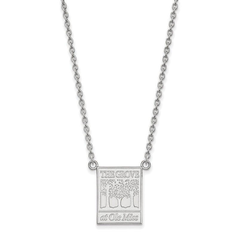 10K Weißgold Logoart University Of Mississippi The Grove At Ole Miss Groß Anhänger 18 Zoll Halskette
