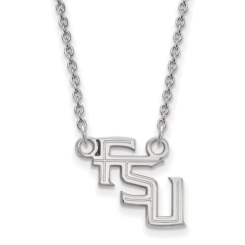 10K Weißgold Logoart Florida State University F S U Klein Anhänger 18 Zoll Halskette