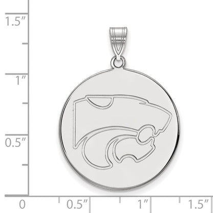 Sterlingsilber Rhodiniert Logoart Kansas State University Wildkatze Extra Groß Plättchen Anhänger
