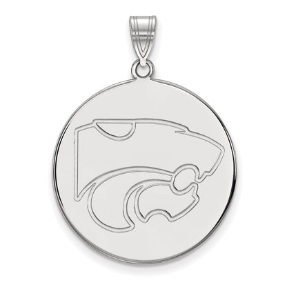10K Weißgold Logoart Kansas State University Wildkatze Extra Groß Plättchen Anhänger