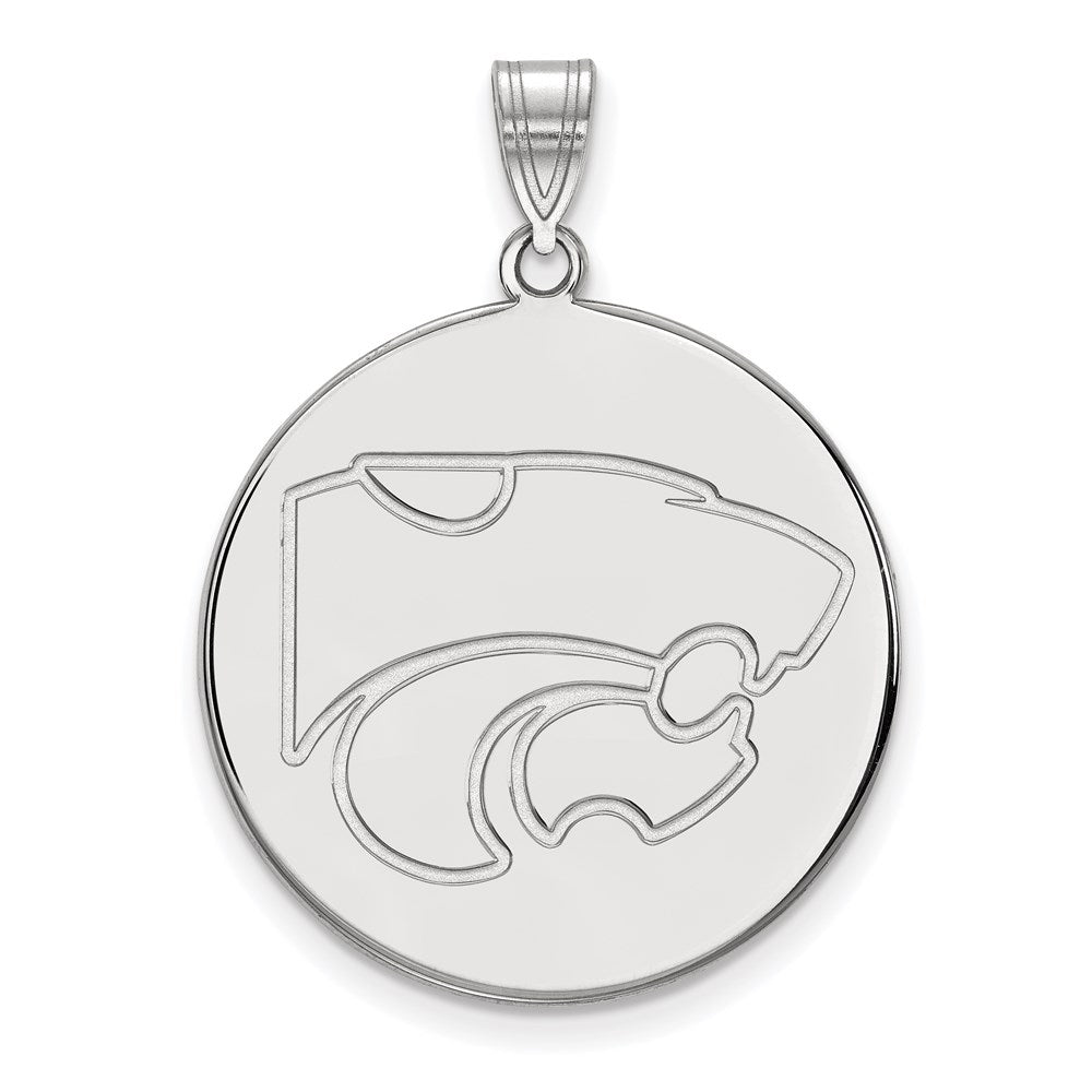 14K Weißgold Logoart Kansas State University Wildkatze Extra Groß Plättchen Anhänger