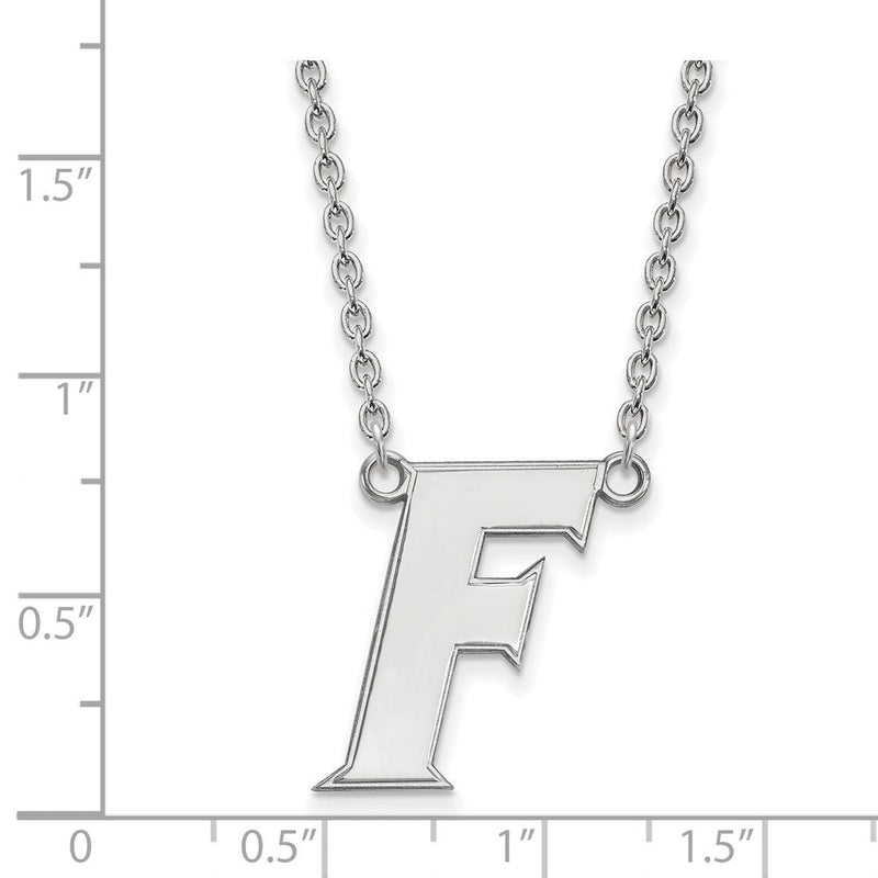 14K Weißgold Logoart University Of Florida Buchstabe F Groß Anhänger 18 Zoll Halskette