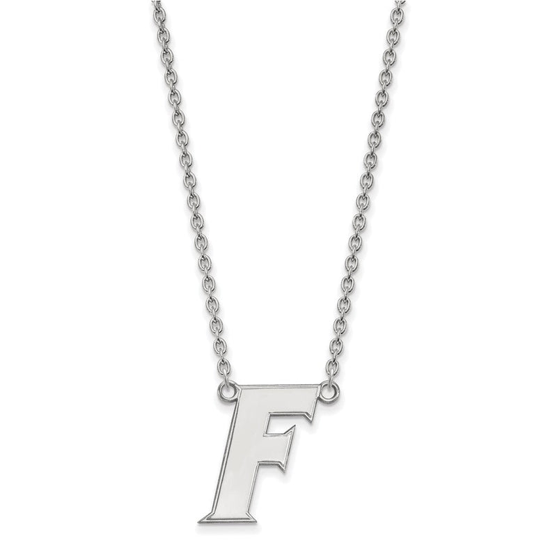 10K Weißgold Logoart University Of Florida Buchstabe F Groß Anhänger 18 Zoll Halskette