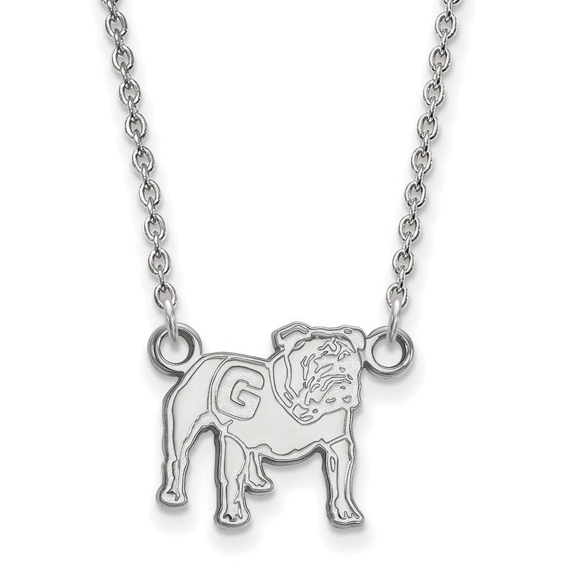 10K Weißgold Logoart University Of Georgia Bulldog Klein Anhänger 18 Zoll Halskette