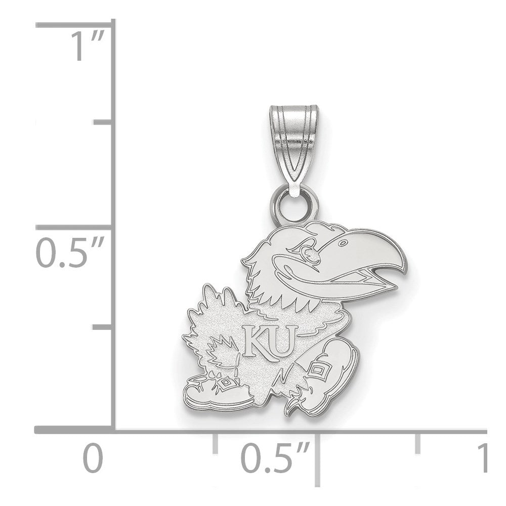 Sterlingsilber Rhodiniert Logoart University Of Kansas Jayhawk Klein Anhänger