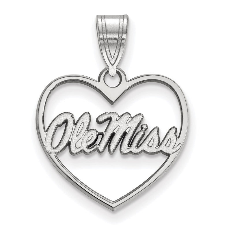 Sterlingsilber Rhodiniert Logoart University Of Mississippi Ole Miss Herz Anhänger