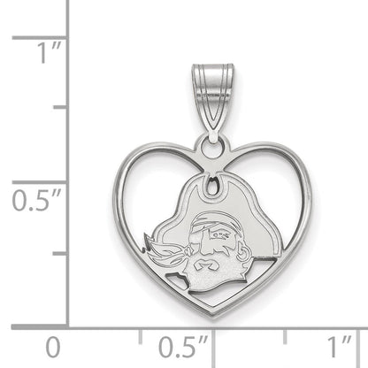 Sterlingsilber Rhodiniert Logoart Ost Carolina University Pirat Herz Anhänger