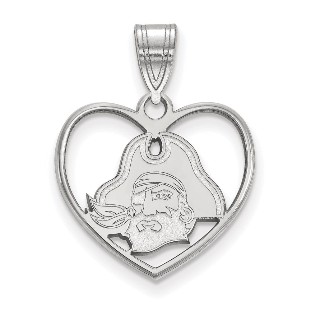 Sterlingsilber Rhodiniert Logoart Ost Carolina University Pirat Herz Anhänger