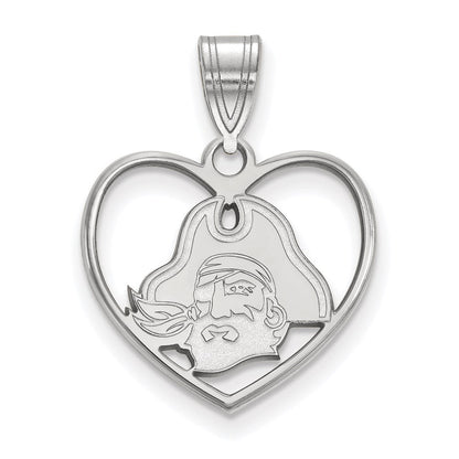 Sterlingsilber Rhodiniert Logoart Ost Carolina University Pirat Herz Anhänger