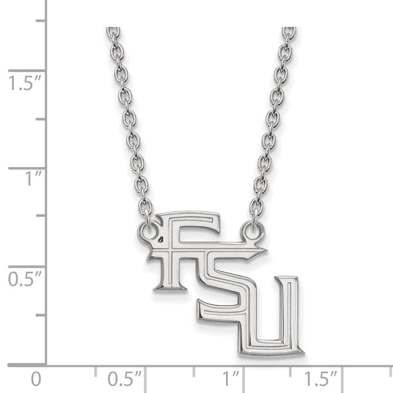 10K Weißgold Logoart Florida State University F S U Groß Anhänger 18 Zoll Halskette