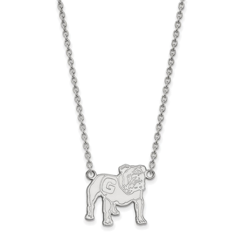 10K Weißgold Logoart University Of Georgia Bulldog Groß Anhänger 18 Zoll Halskette