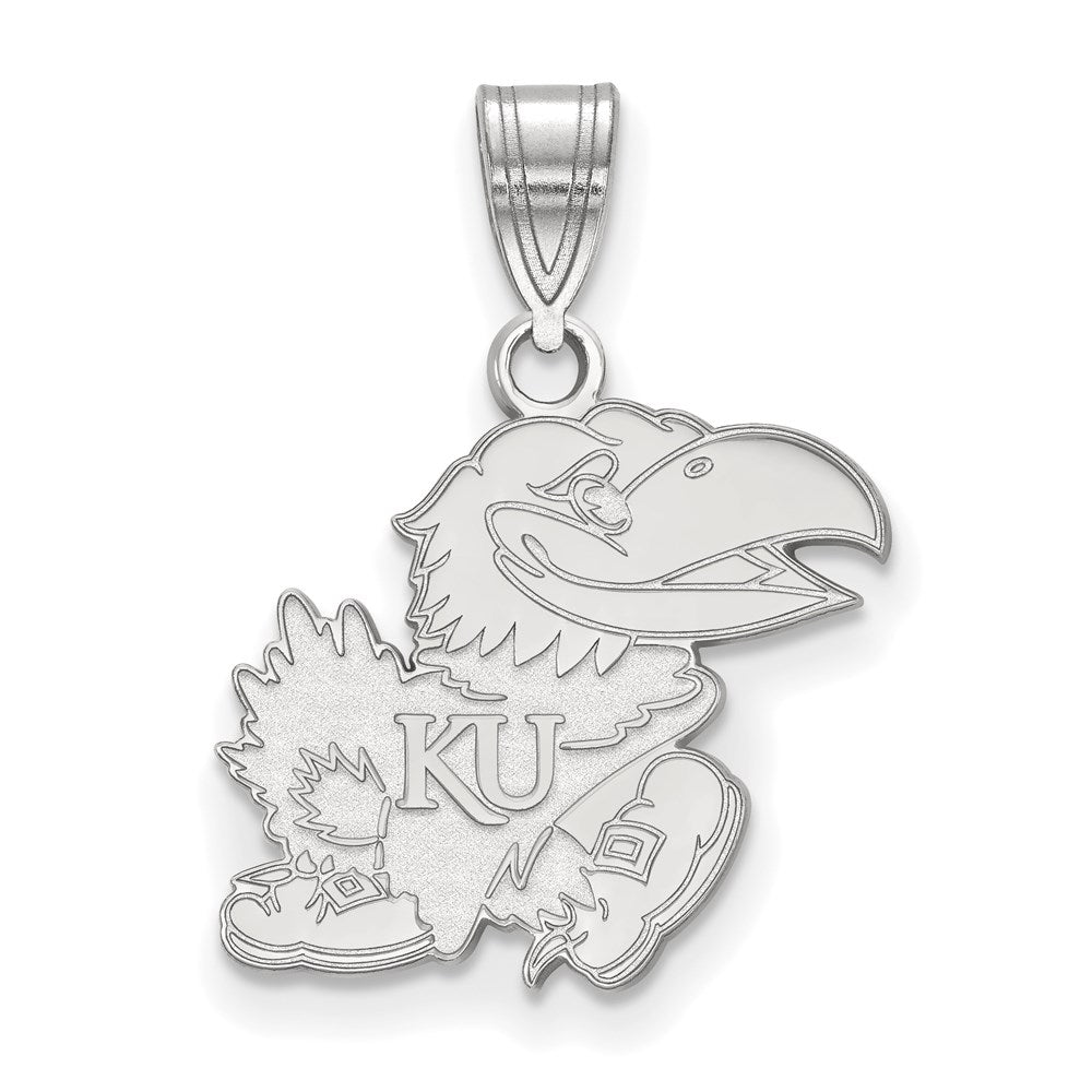 Sterlingsilber Rhodiniert Logoart University Of Kansas Jayhawk Mittel Anhänger
