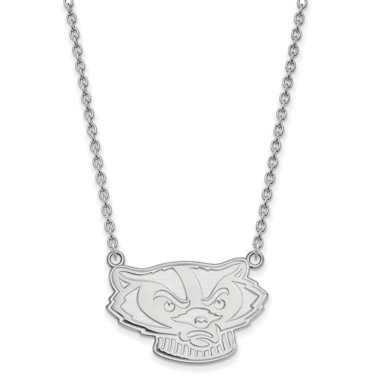 10K Weißgold Logoart University Of Wisconsin Badger Groß Anhänger 18 Zoll Halskette