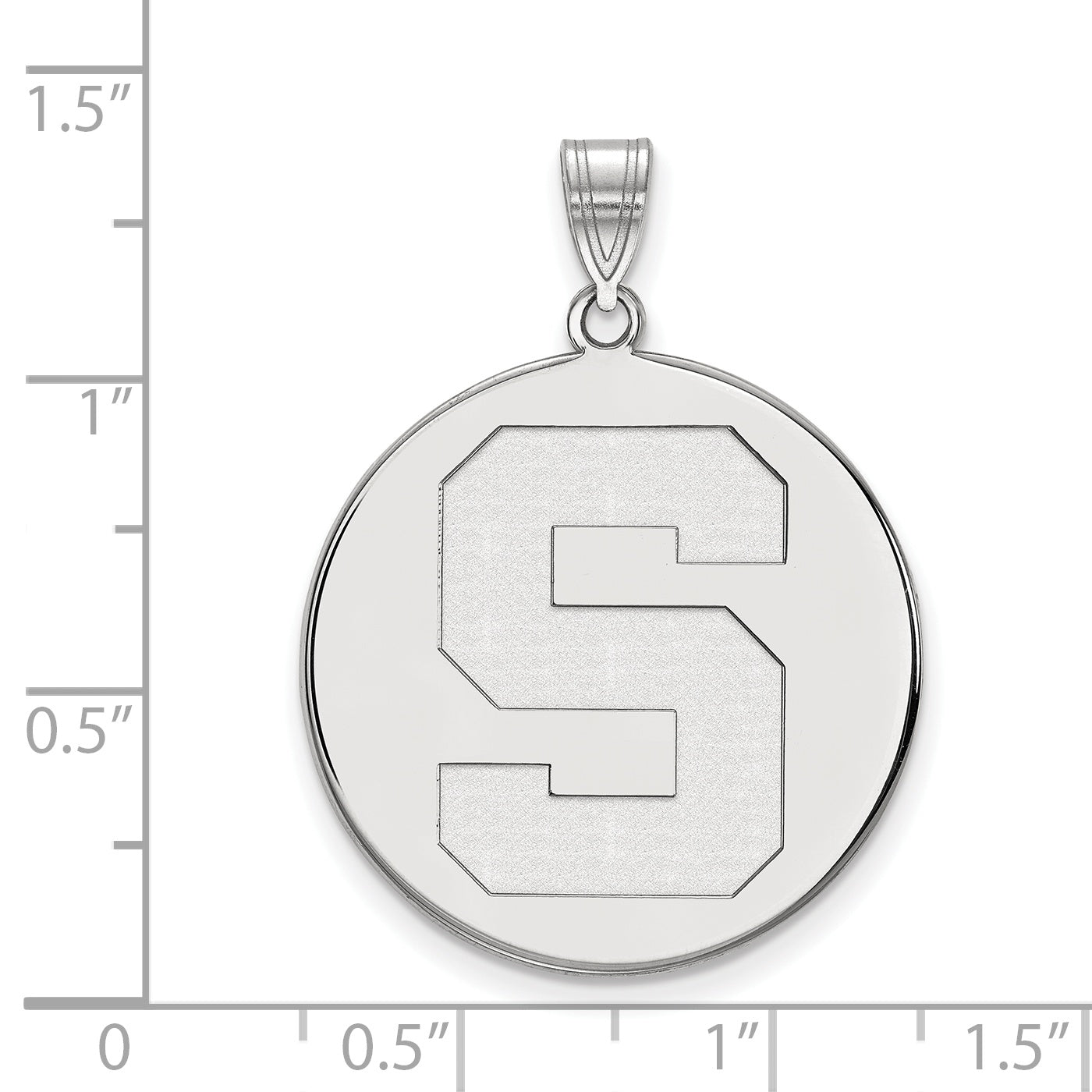 Sterlingsilber Rhodiniert Logoart Michigan State University Buchstabe S Extra Groß Plättchen Anhänger