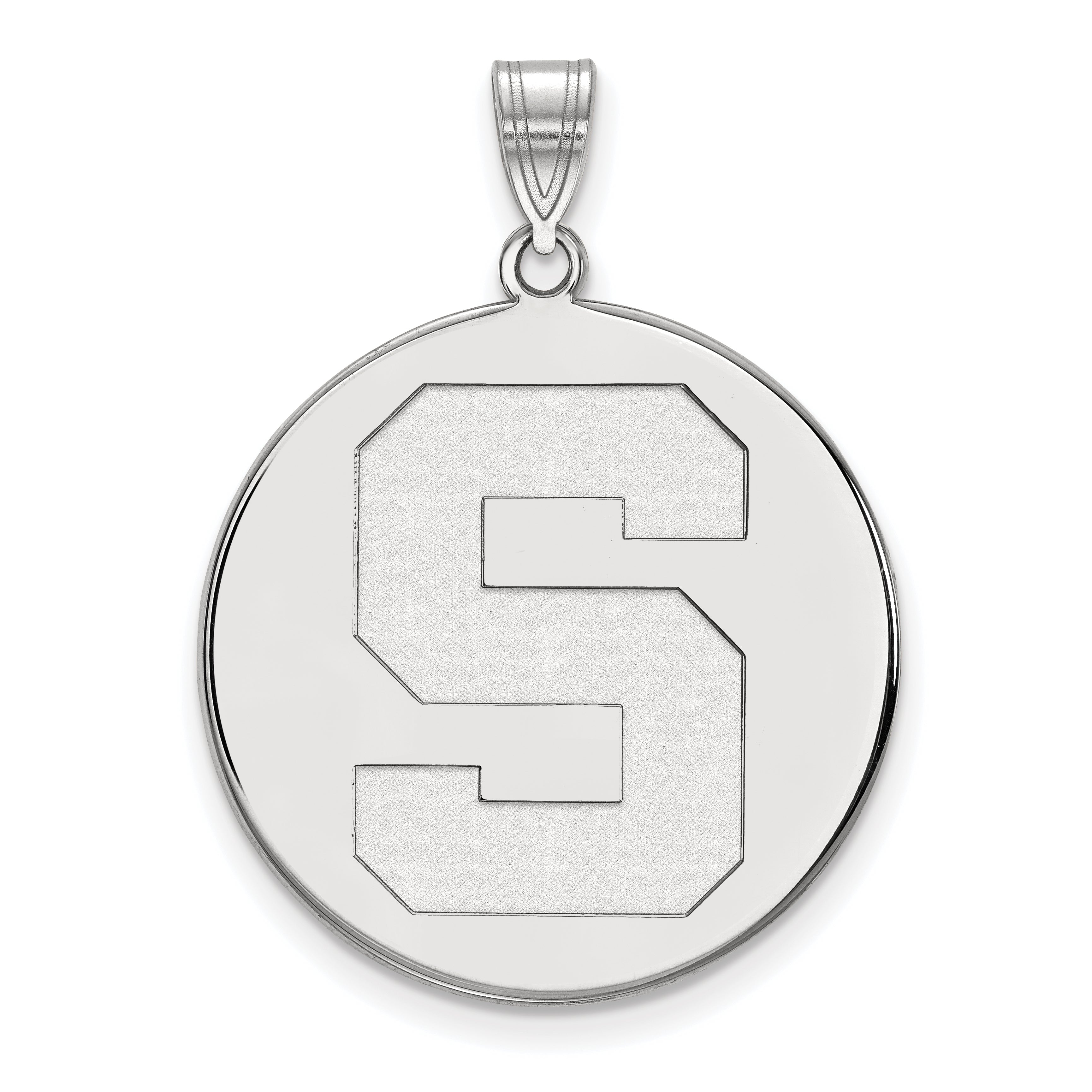 Sterlingsilber Rhodiniert Logoart Michigan State University Buchstabe S Extra Groß Plättchen Anhänger