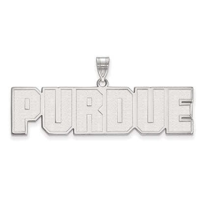 14K Weißgold Logoart Purdue University Block Type Groß Anhänger