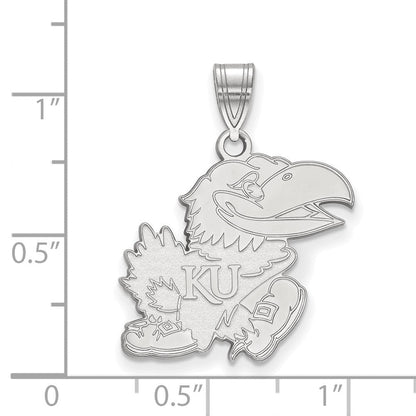 Sterlingsilber Rhodiniert Logoart University Of Kansas Jayhawk Groß Anhänger