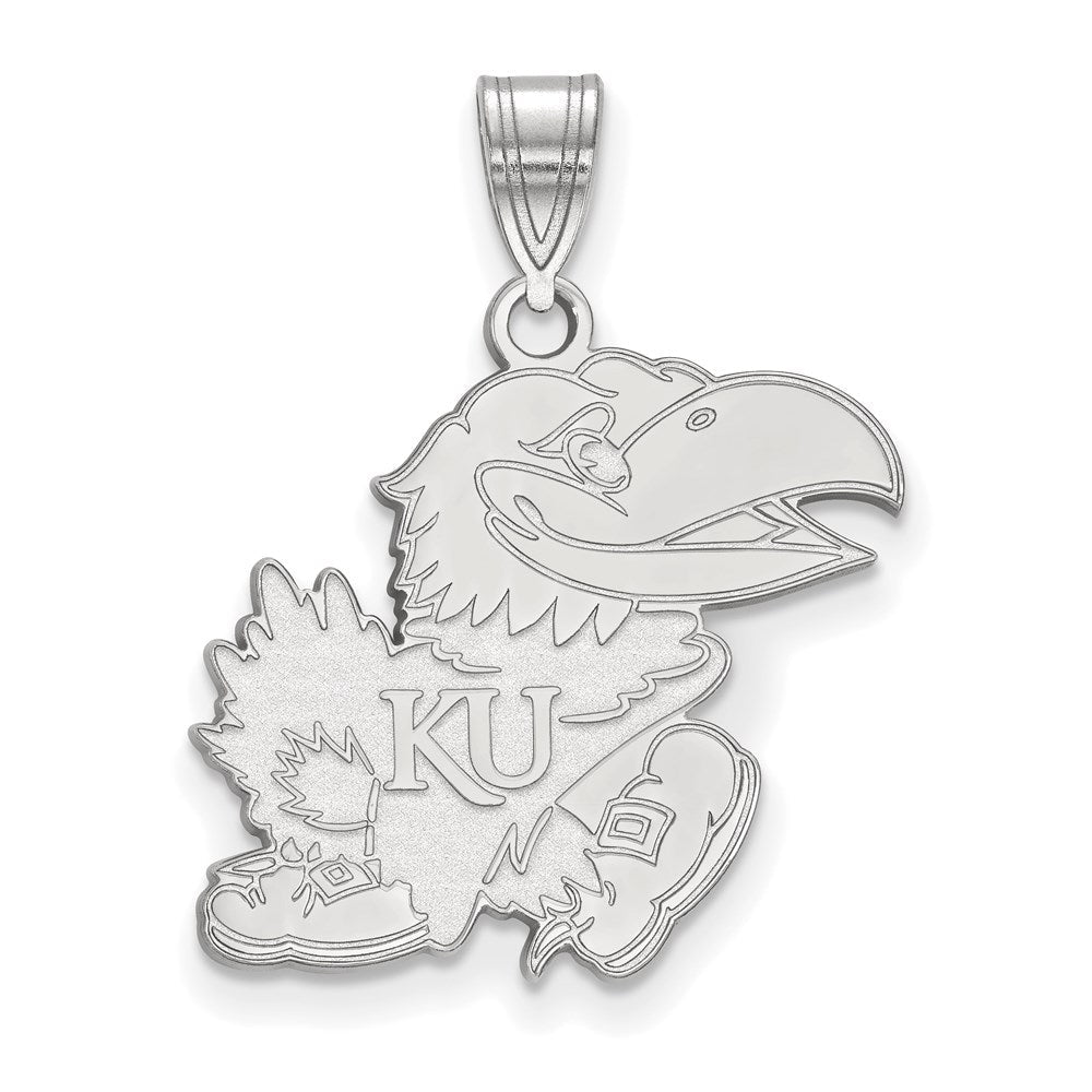 Sterlingsilber Rhodiniert Logoart University Of Kansas Jayhawk Groß Anhänger