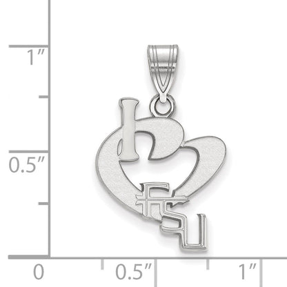 Sterlingsilber Rhodiniert Logoart Florida State University Groß I Herz F S U Anhänger