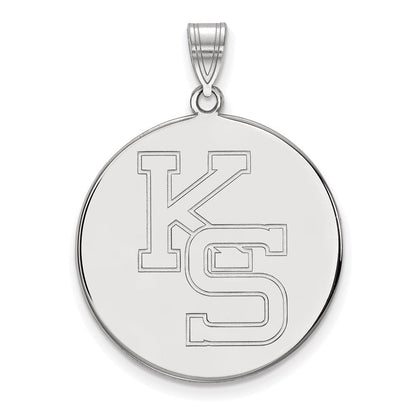 Sterlingsilber Rhodiniert Logoart Kansas State University K S Extra Groß Plättchen Anhänger