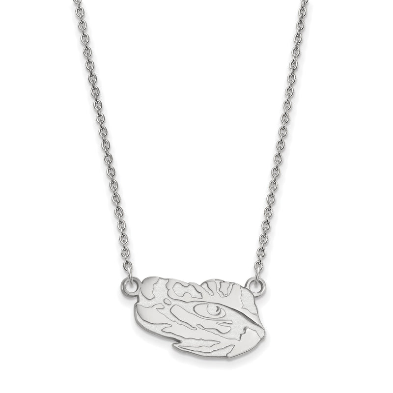 10K Weißgold Logoart Louisiana State University Tiger Auge Klein Anhänger 18 Zoll Halskette