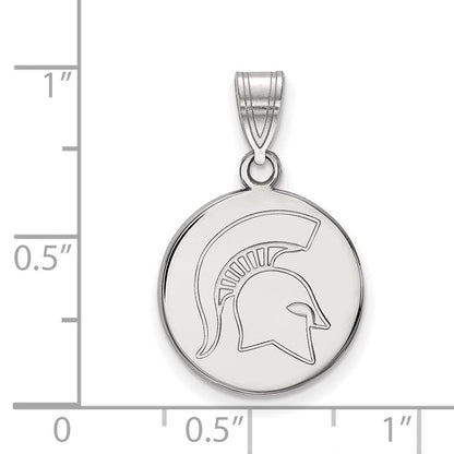 Sterlingsilber Rhodiniert Logoart Michigan State University Spartan Mittel Plättchen Anhänger