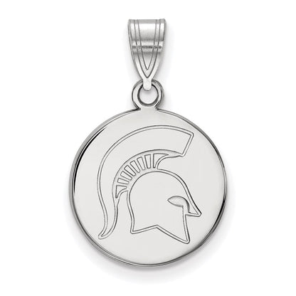 10K Weißgold Logoart Michigan State University Spartan Mittel Plättchen Anhänger