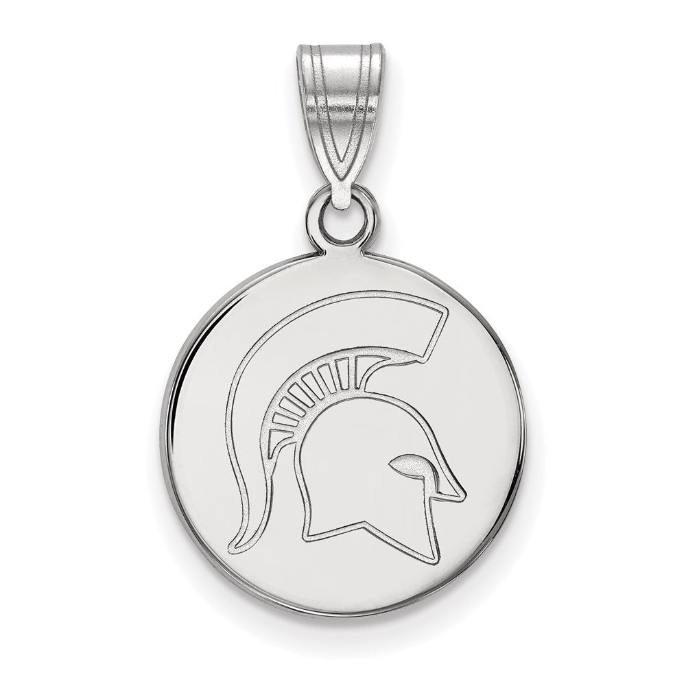 Sterlingsilber Rhodiniert Logoart Michigan State University Spartan Mittel Plättchen Anhänger