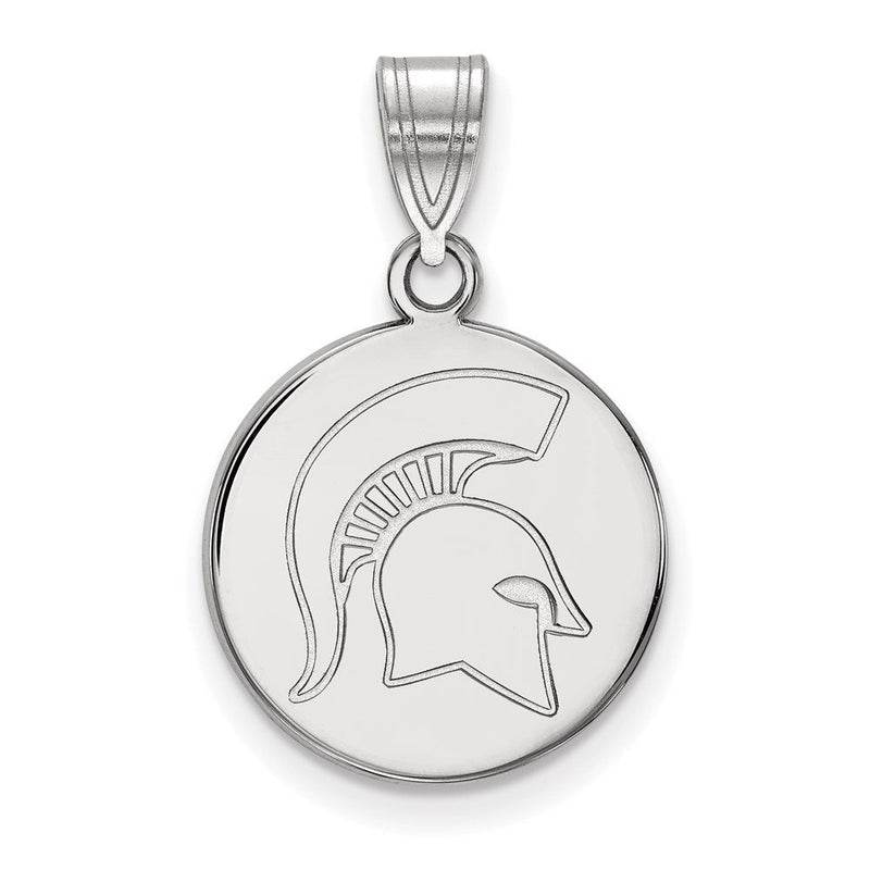 Sterlingsilber Rhodiniert Logoart Michigan State University Spartan Mittel Plättchen Anhänger