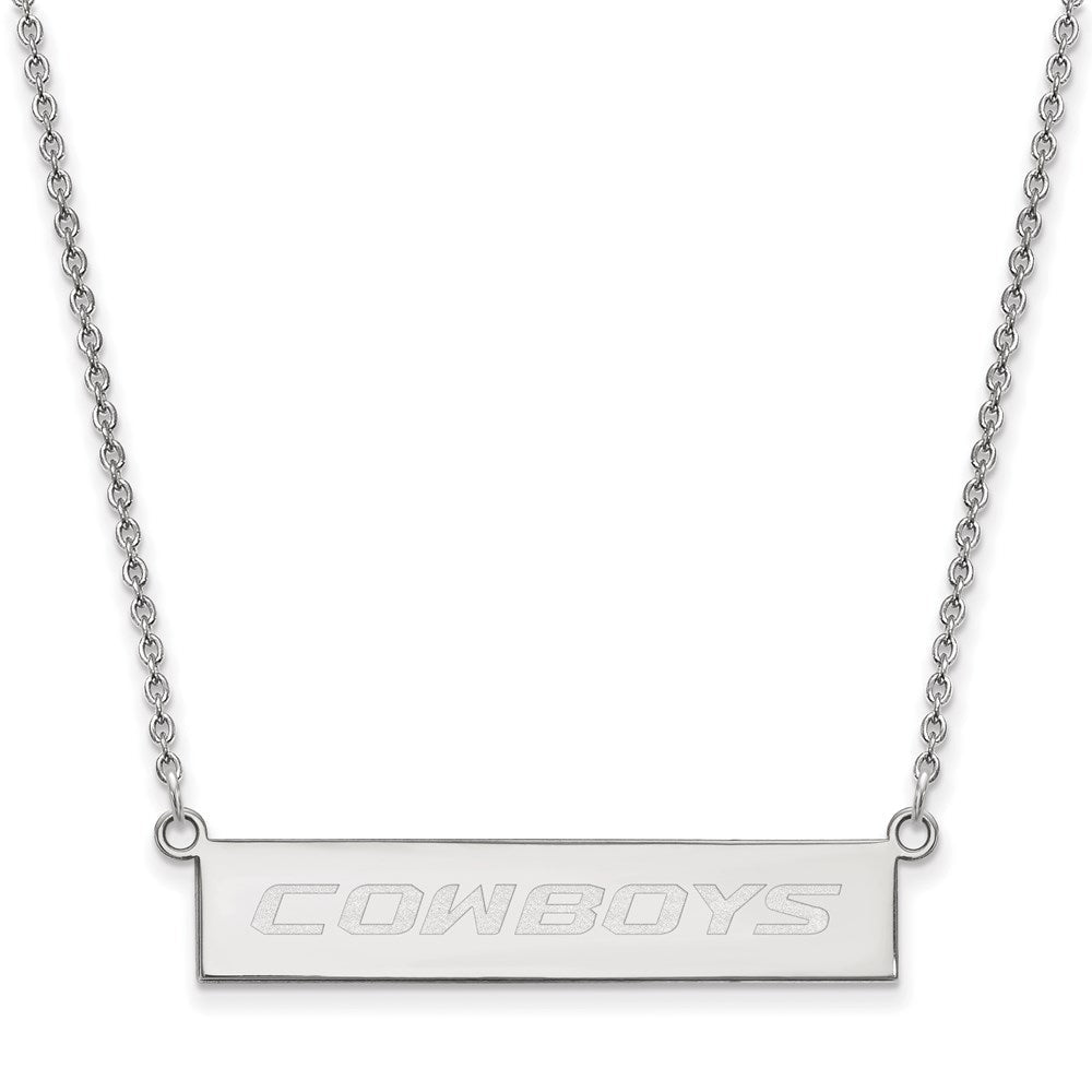 Sterlingsilber Rhodiniert Logoart Oklahoma State University Cowboys Klein Stab 18 Zoll Halskette