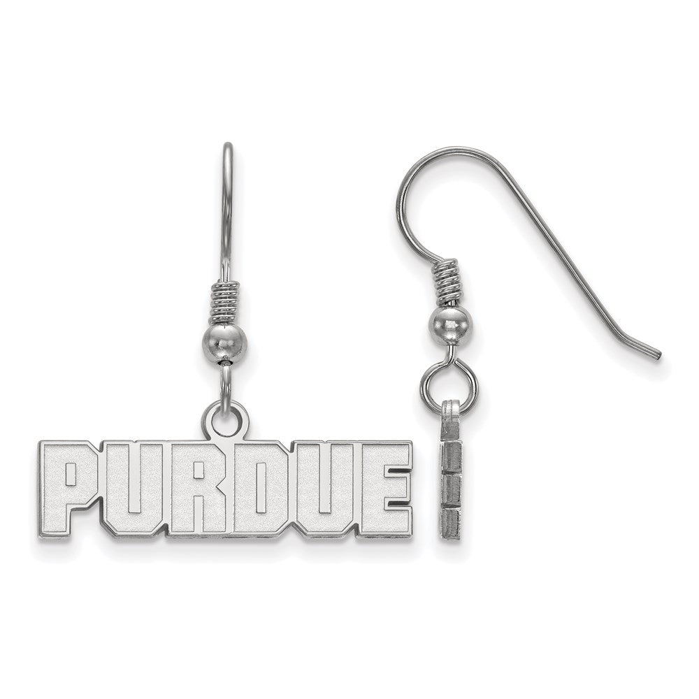 Sterlingsilber Rhodiniert Logoart Purdue University Block Type Extra Klein Hängend Draht Ohrringe