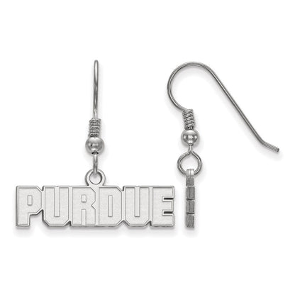 Sterlingsilber Rhodiniert Logoart Purdue University Block Type Extra Klein Hängend Draht Ohrringe