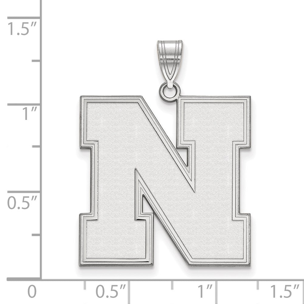 10K Weißgold Logoart University Of Nebraska Buchstabe N Extra Groß Anhänger