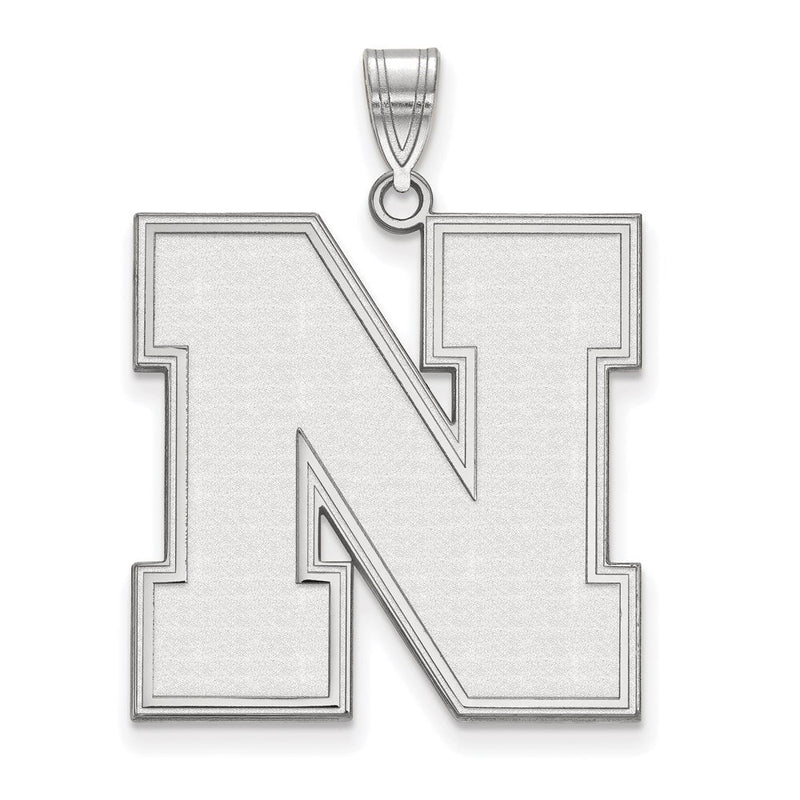 14K Weißgold Logoart University Of Nebraska Buchstabe N Extra Groß Anhänger