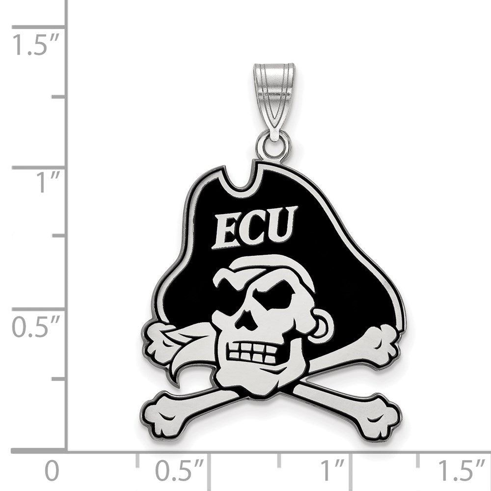 Sterlingsilber Rhodiniert Logoart Ost Carolina University Pirat Extra Groß Emailliert Anhänger