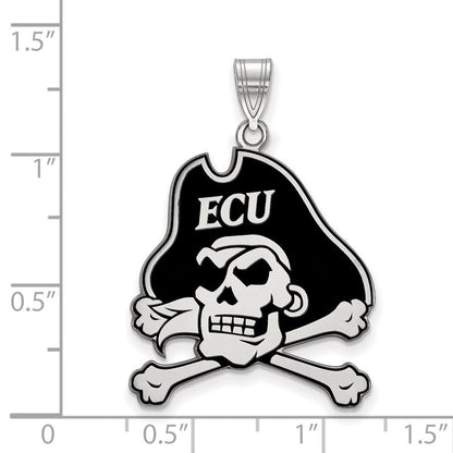 Sterlingsilber Rhodiniert Logoart Ost Carolina University Pirat Extra Groß Emailliert Anhänger