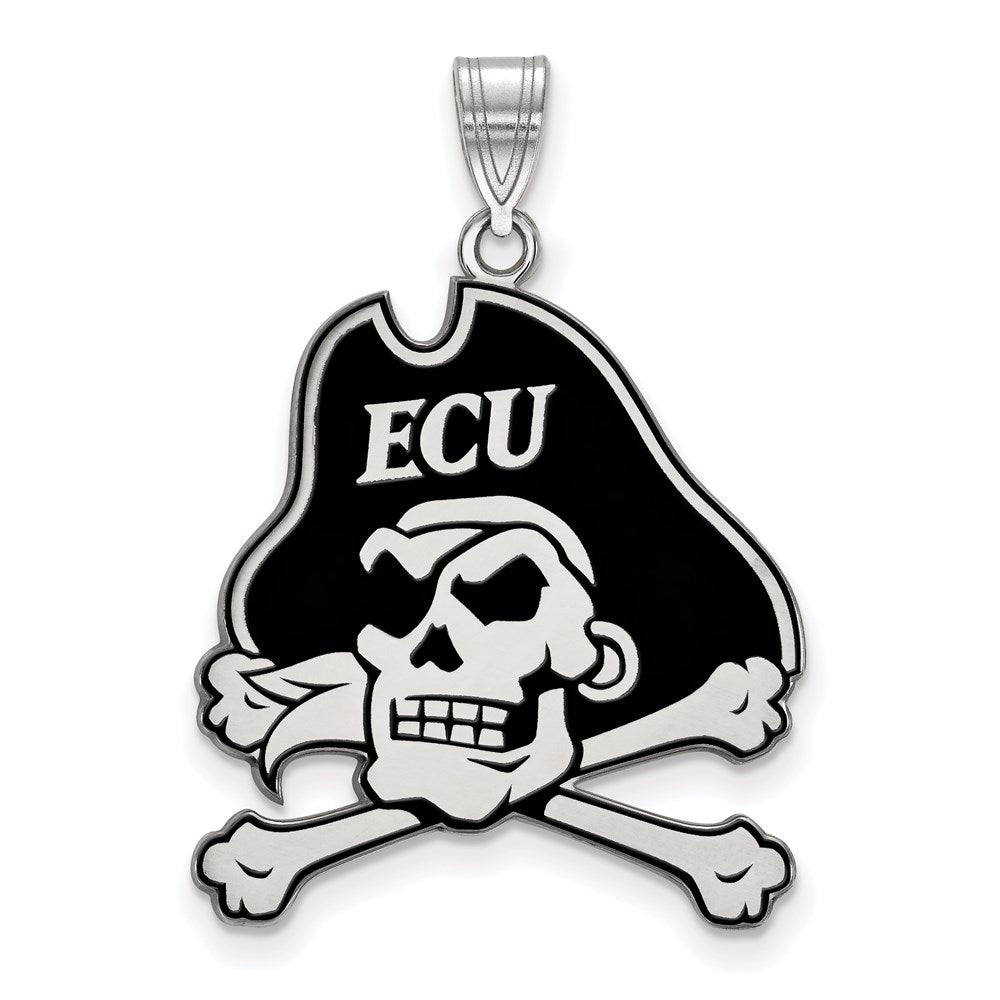 Sterlingsilber Rhodiniert Logoart Ost Carolina University Pirat Extra Groß Emailliert Anhänger