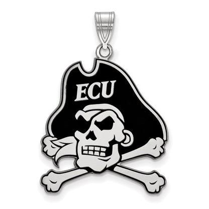 Sterlingsilber Rhodiniert Logoart Ost Carolina University Pirat Extra Groß Emailliert Anhänger